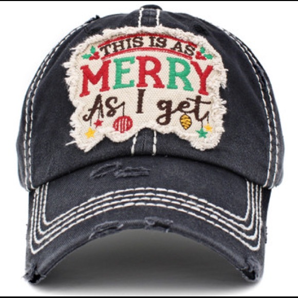 “THIS IS AS MERRY AS I GET” WASHED VINTAGE BALLCAP - Picture 4 of 10